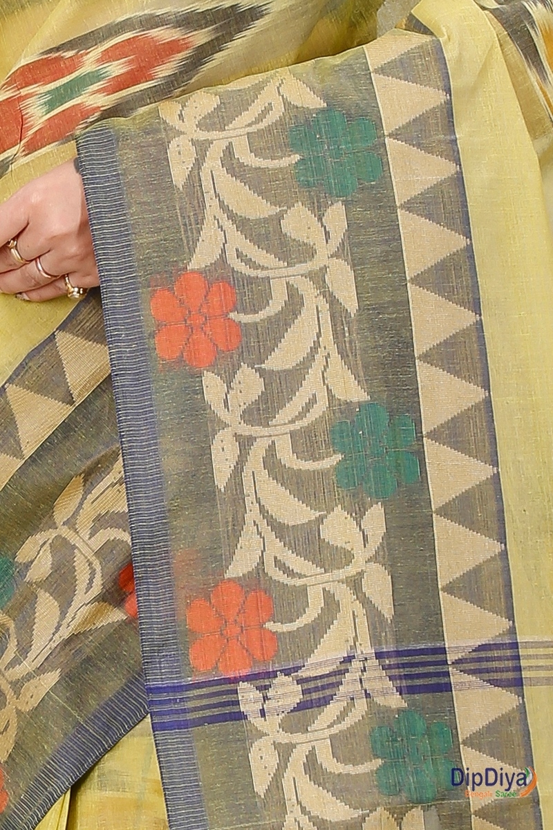 Green Pure Cotton Mili Tant Saree (1543)