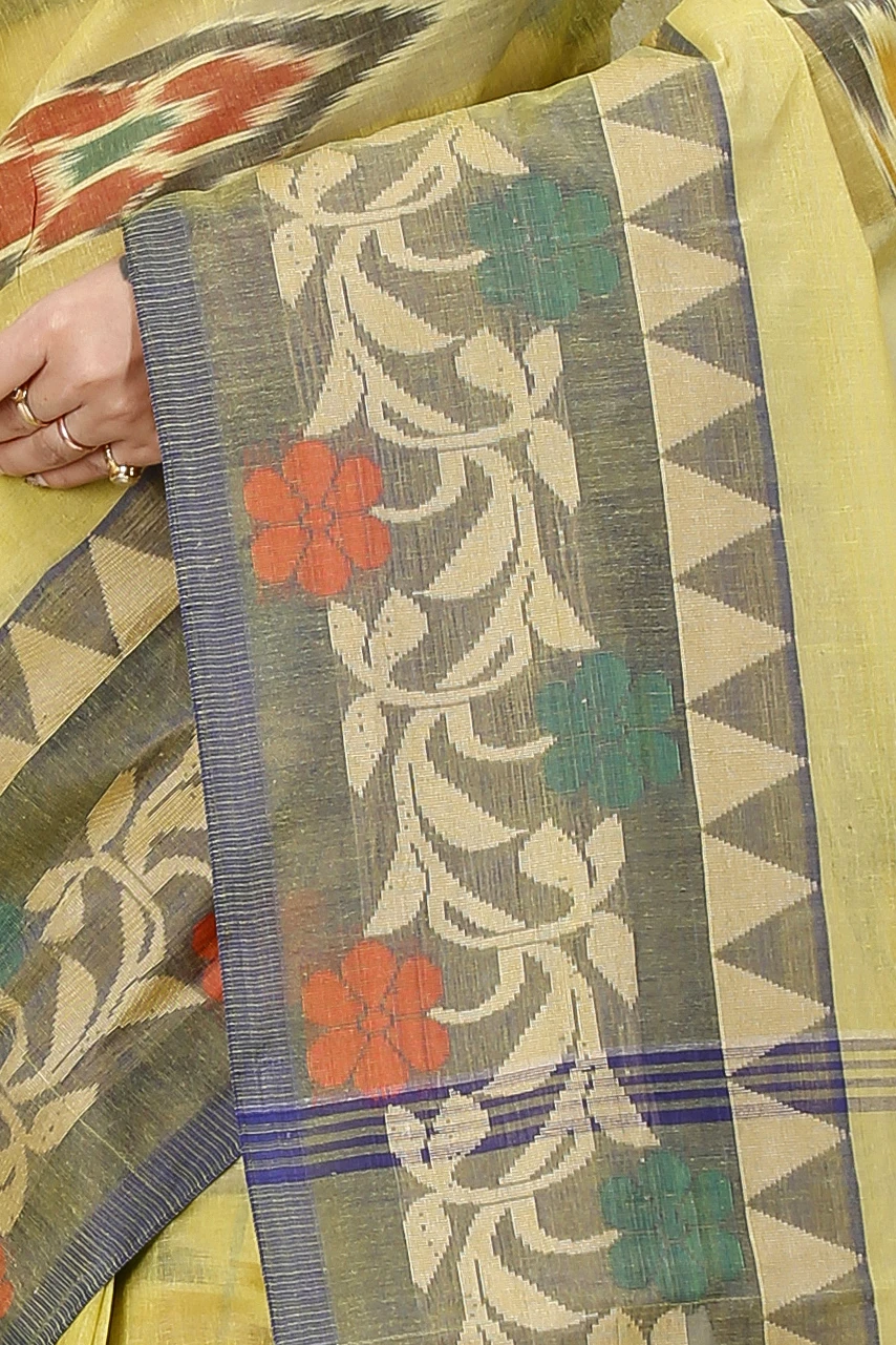 Green Pure Cotton Mili Tant Saree (1543)