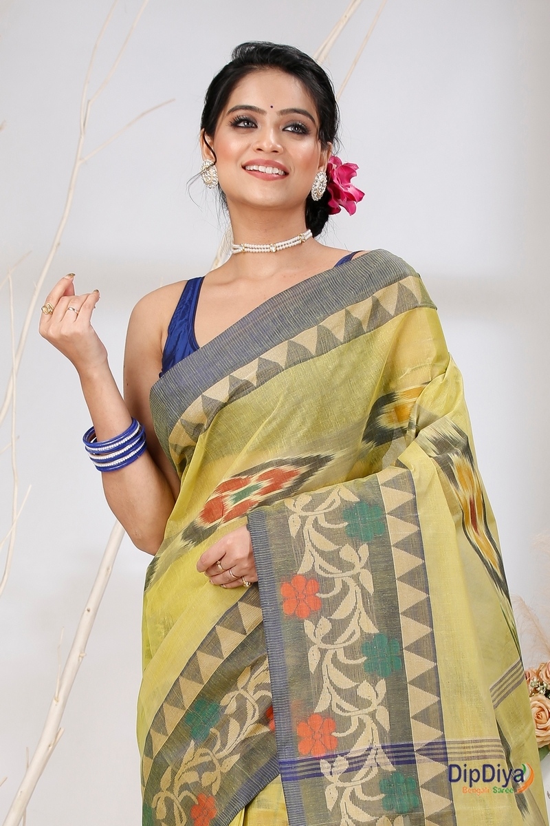 Green Pure Cotton Mili Tant Saree (1543)
