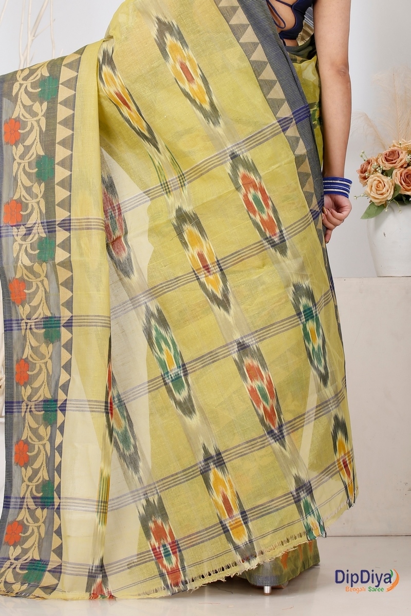 Green Pure Cotton Mili Tant Saree (1543)
