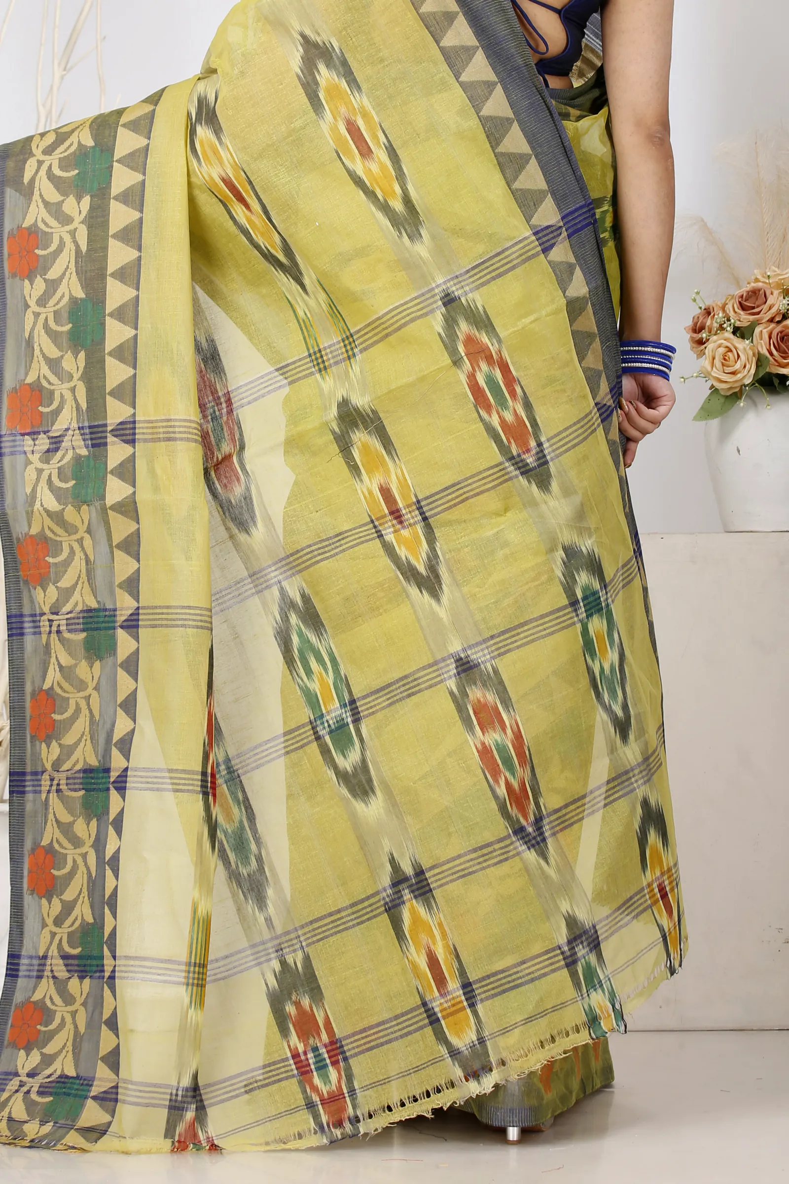 Green Pure Cotton Mili Tant Saree (1543)