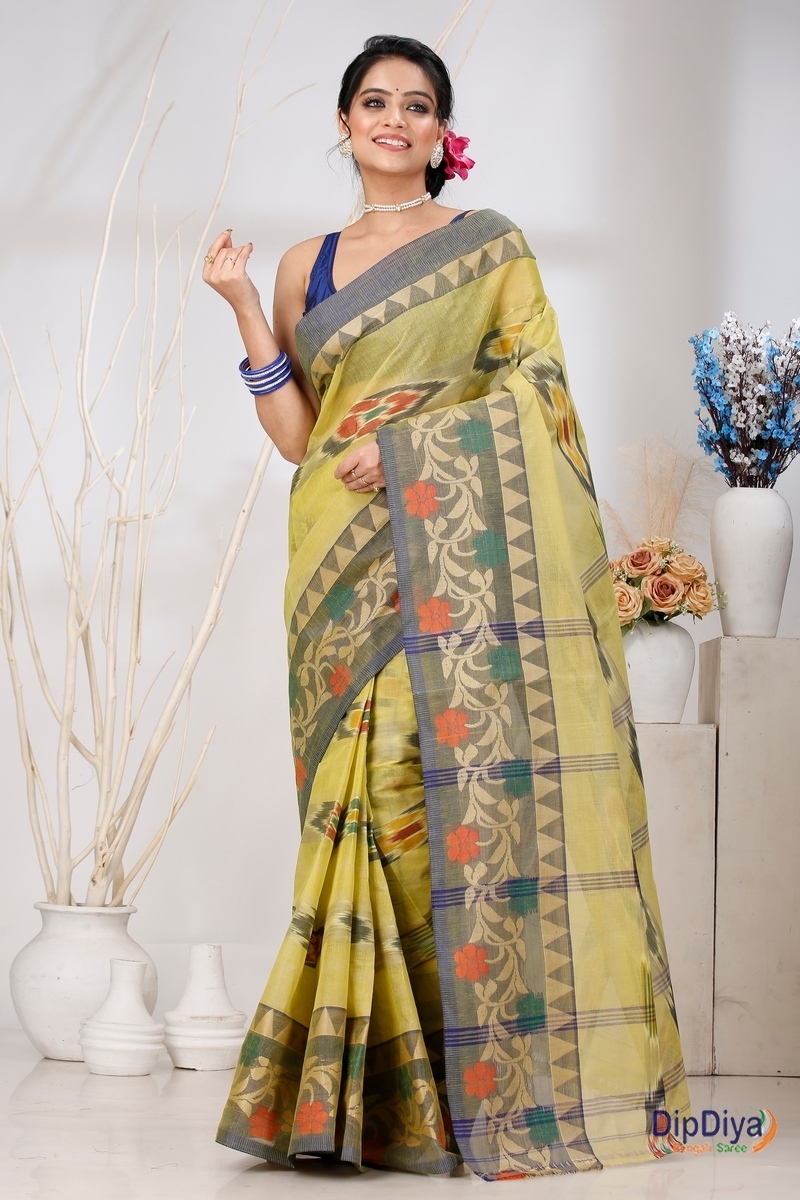 Green Pure Cotton Mili Tant Saree (1543)