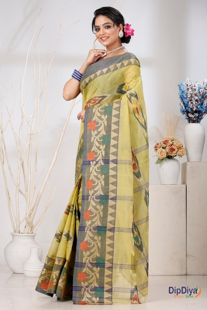 Green Pure Cotton Mili Tant Saree (1543)