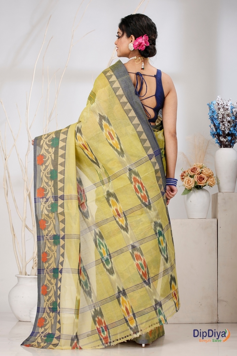 Green Pure Cotton Mili Tant Saree (1543)