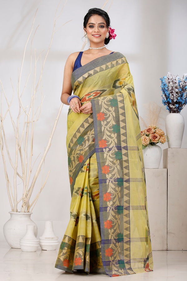 Green Pure Cotton Mili Tant Saree (1543)