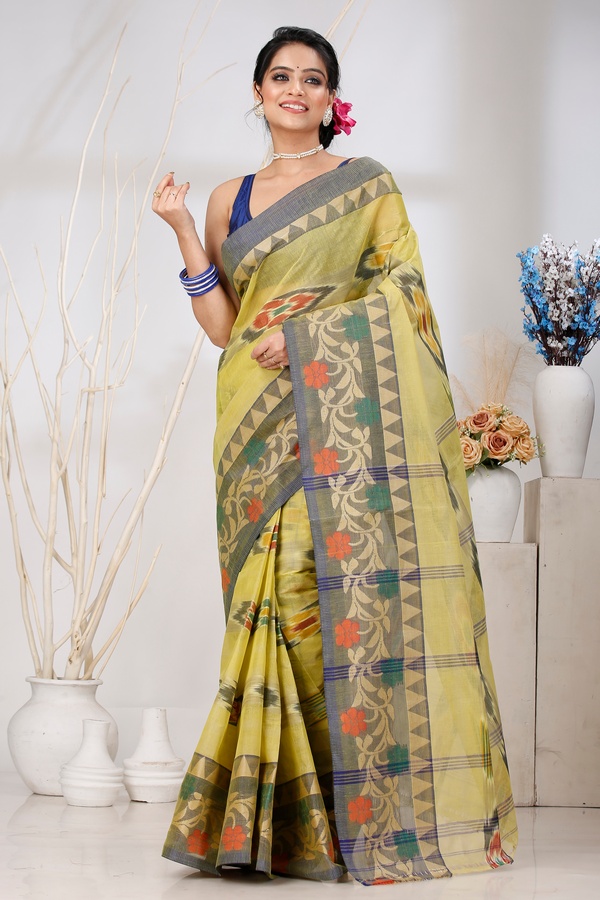 Green Pure Cotton Mili Tant Saree (1543)