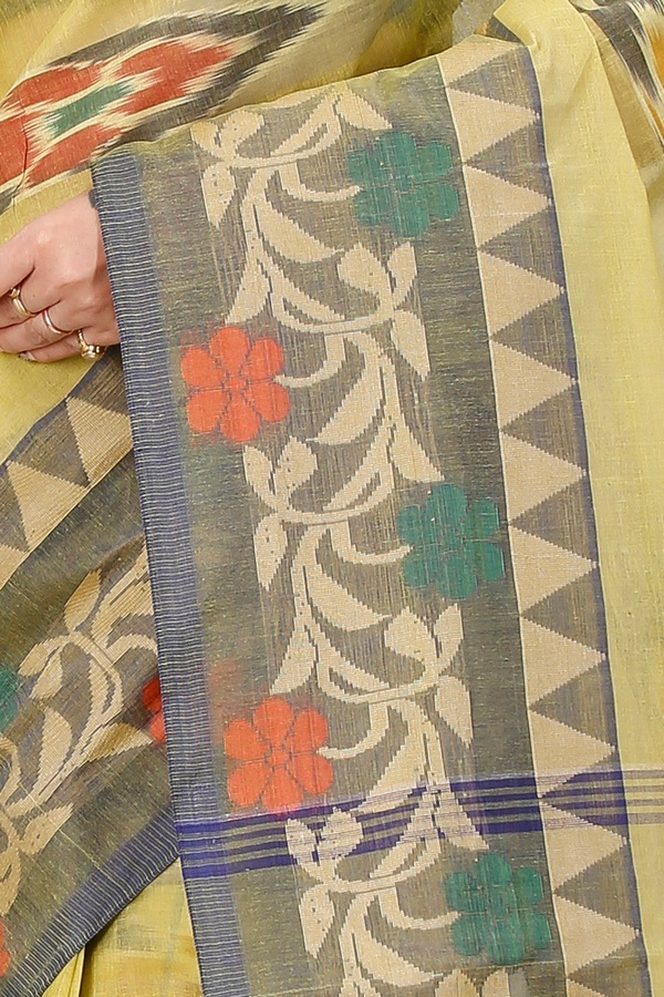 Green Pure Cotton Mili Tant Saree (1543)