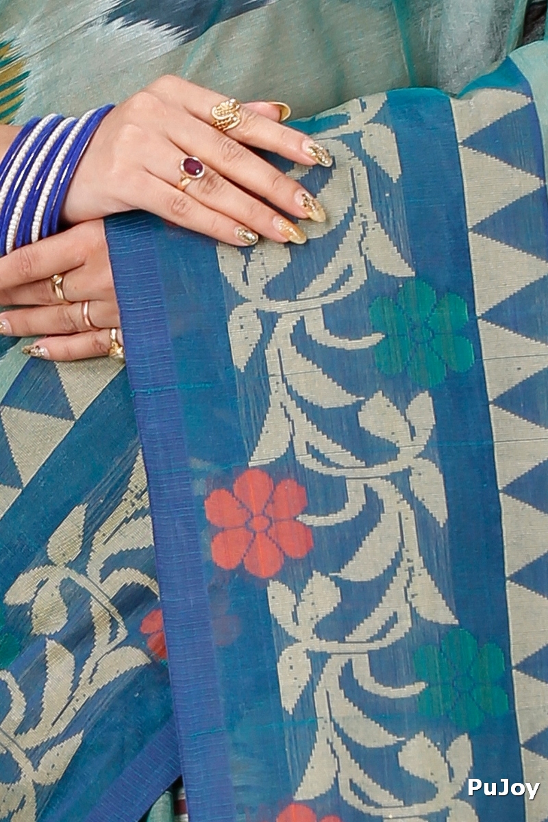See Green Pure Cotton Mili Tant Saree (1545)
