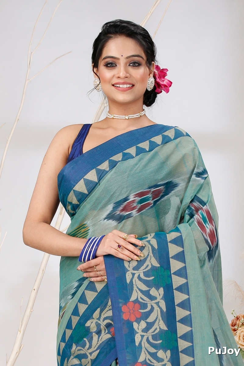 See Green Pure Cotton Mili Tant Saree (1545)