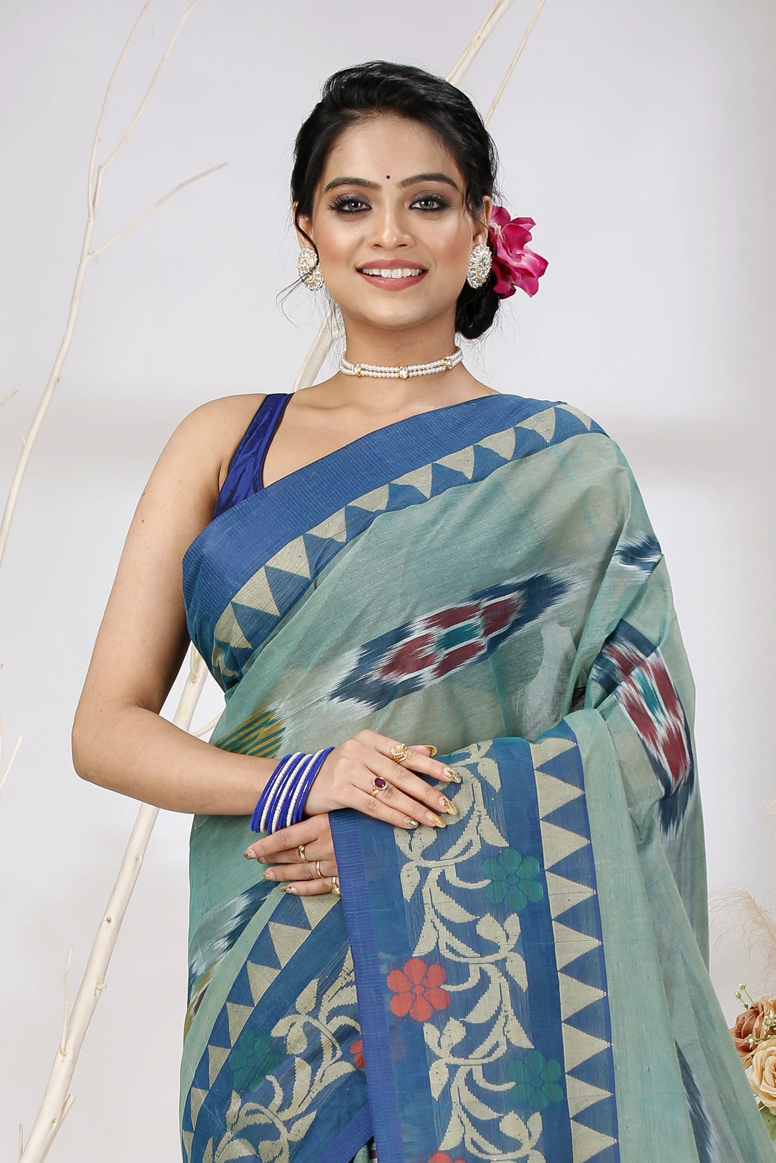 See Green Pure Cotton Mili Tant Saree (1545)