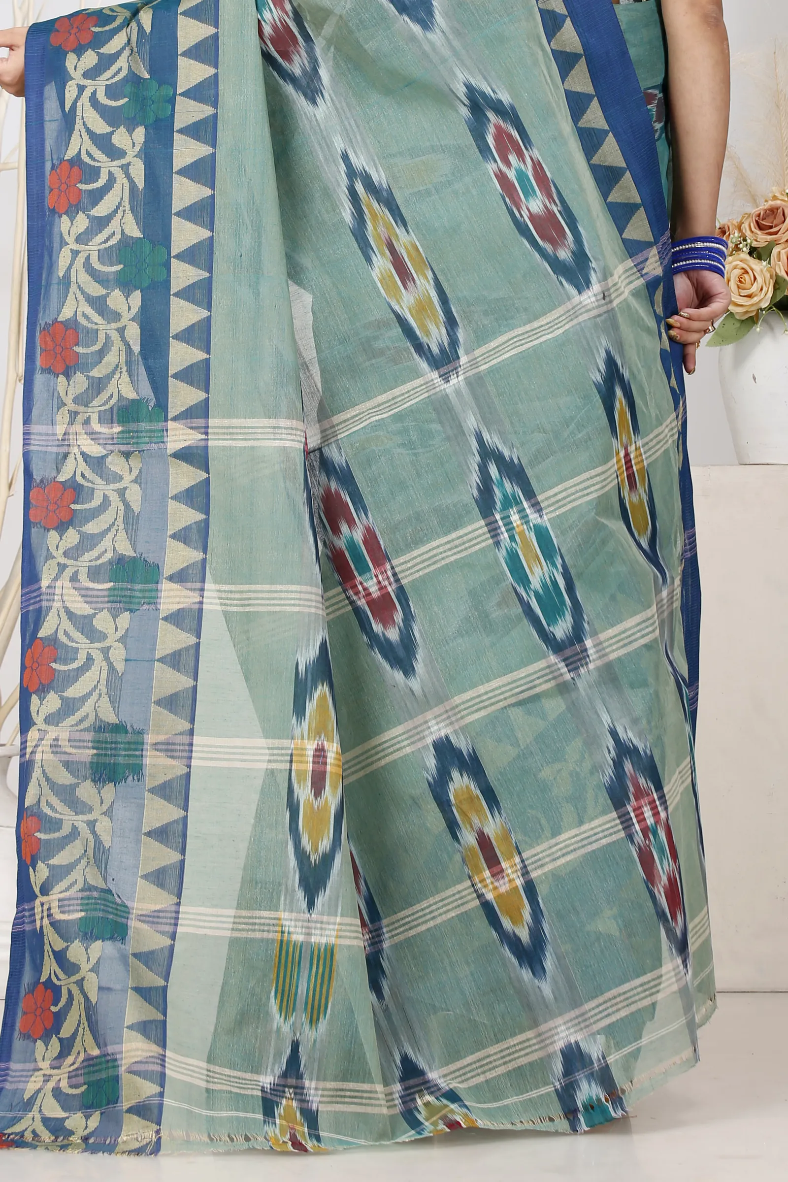 See Green Pure Cotton Mili Tant Saree (1545)