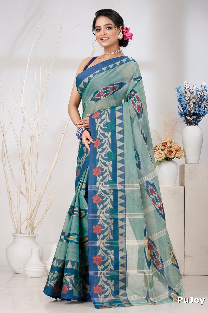 See Green Pure Cotton Mili Tant Saree (1545)