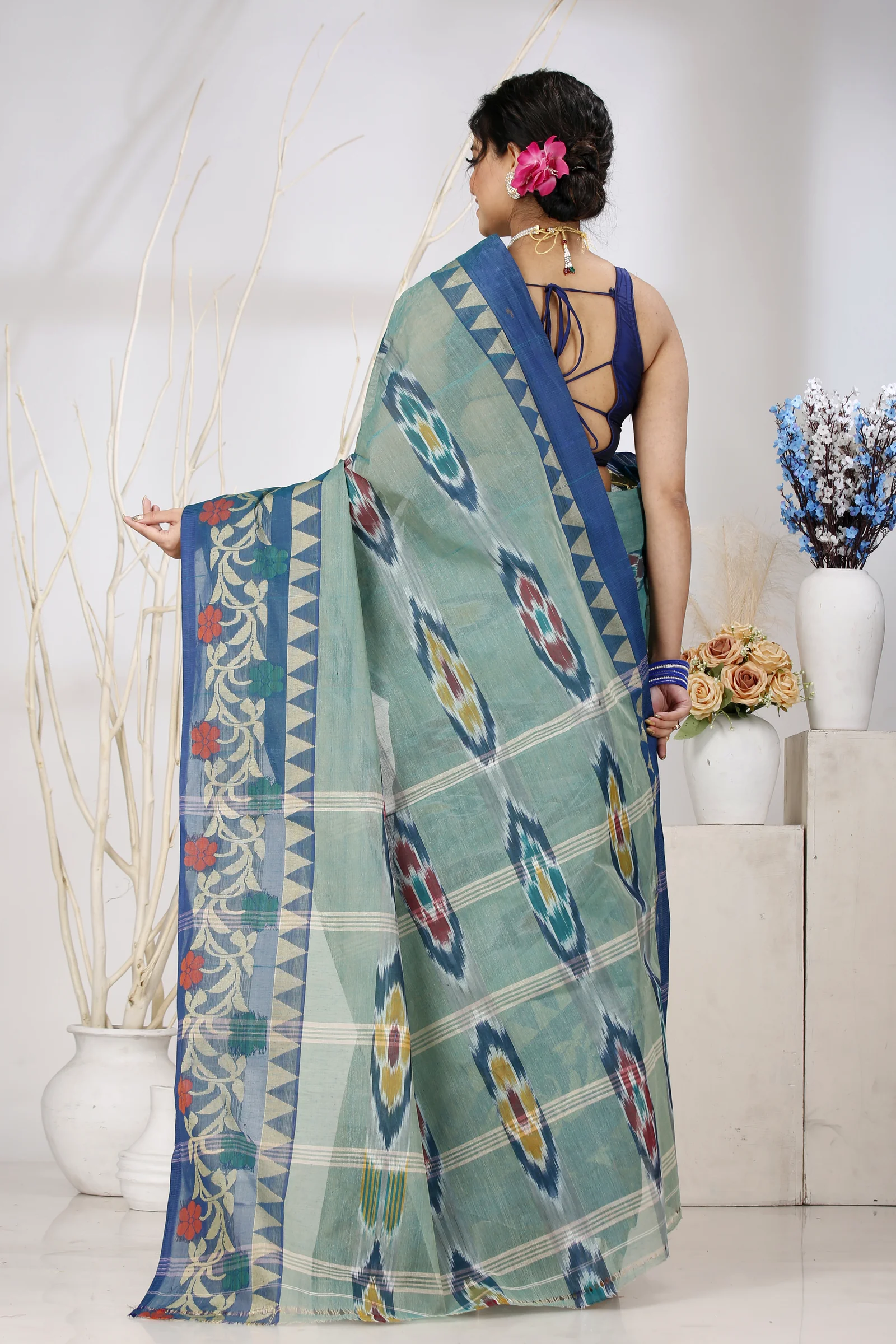 See Green Pure Cotton Mili Tant Saree (1545)