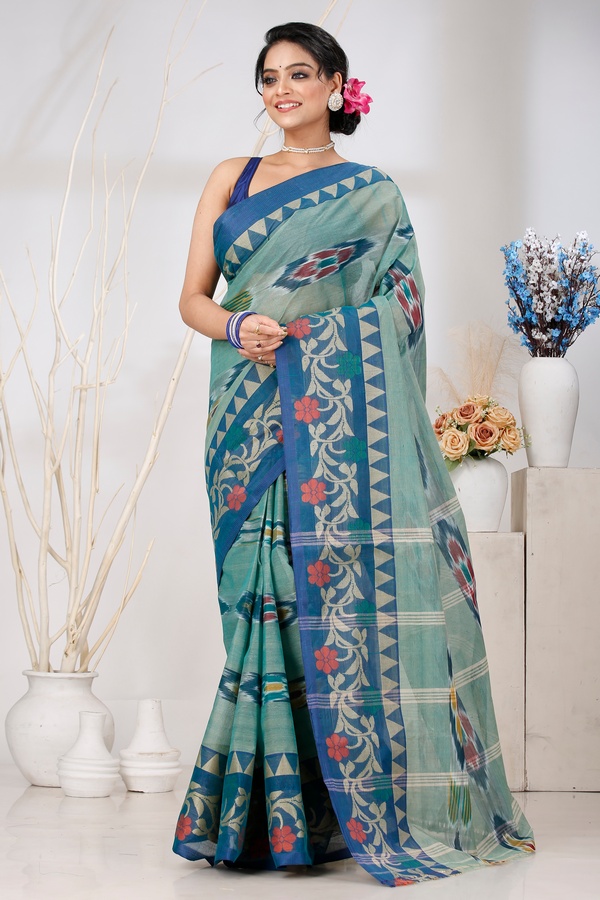 See Green Pure Cotton Mili Tant Saree (1545)