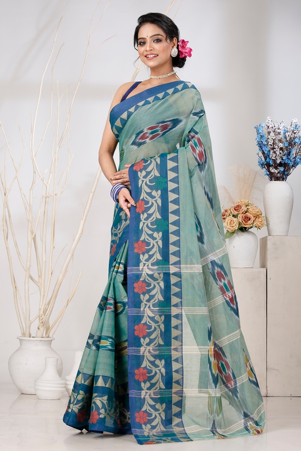 See Green Pure Cotton Mili Tant Saree (1545)