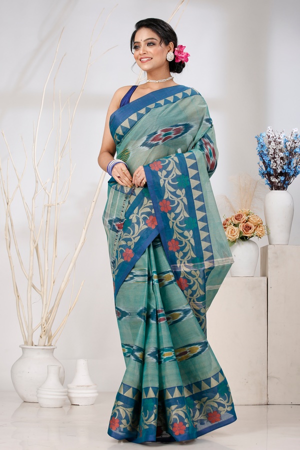 See Green Pure Cotton Mili Tant Saree (1545)