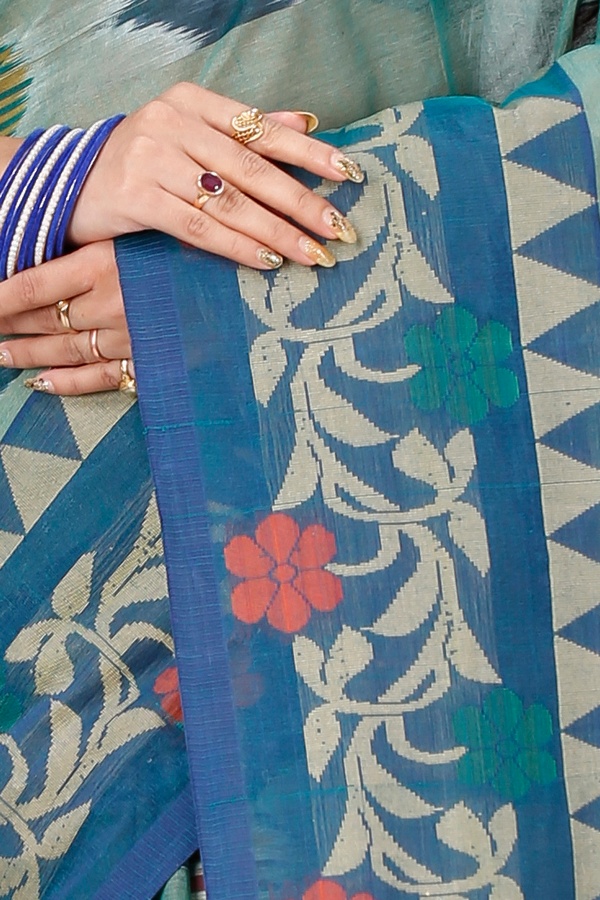 See Green Pure Cotton Mili Tant Saree (1545)