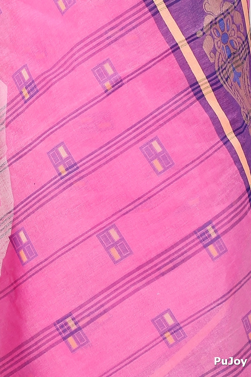 Pink Pure Cotton Mitul Tant Saree (1546)