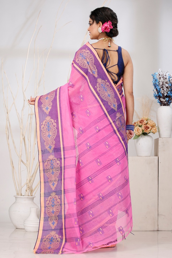 Pink Pure Cotton Mitul Tant Saree (1546)