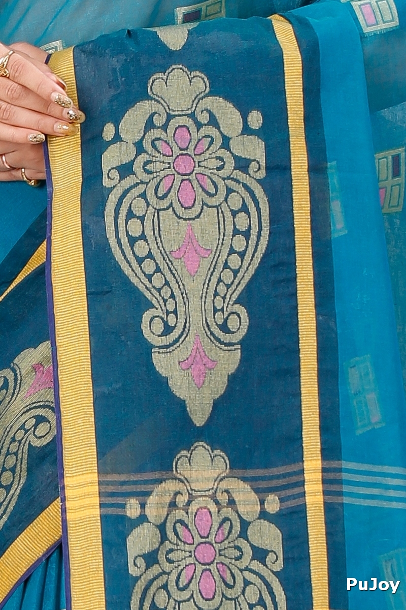 Dark Green Pure Cotton Mitul Tant Saree (1547)