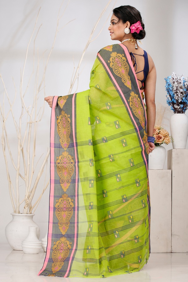 Light Green Pure Cotton Mitul Tant Saree (1548)