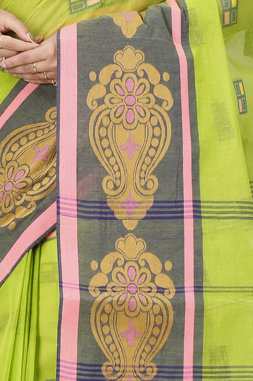 Light Green Pure Cotton Mitul Tant Saree (1548)