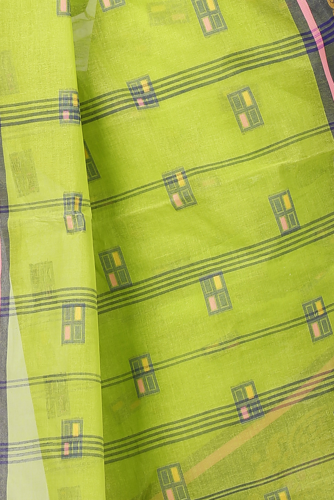 Light Green Pure Cotton Mitul Tant Saree (1548)
