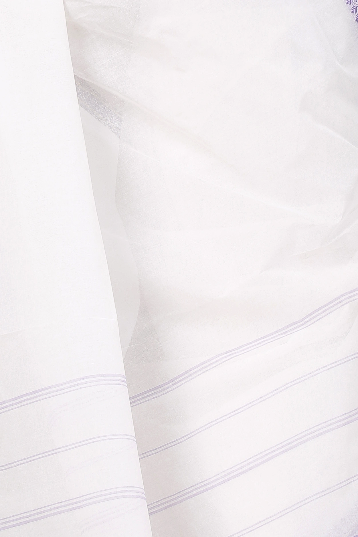 White Purple Pure Cotton Subra Tant Saree (1550)