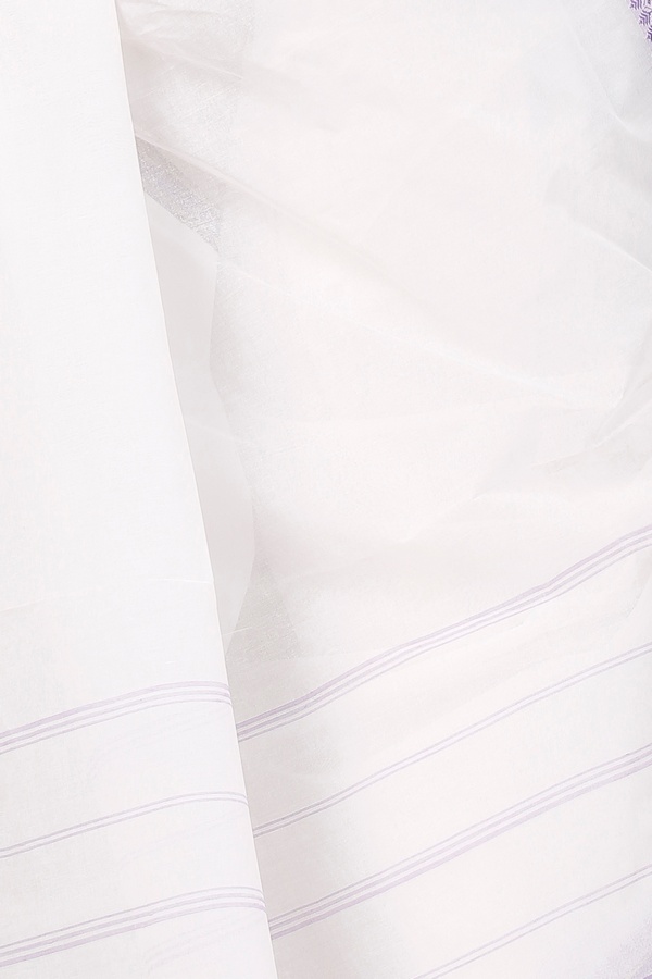 White Purple Pure Cotton Subra Tant Saree (1550)