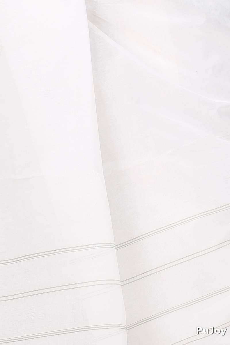 White Green Pure Cotton Subra Tant Saree (1551)