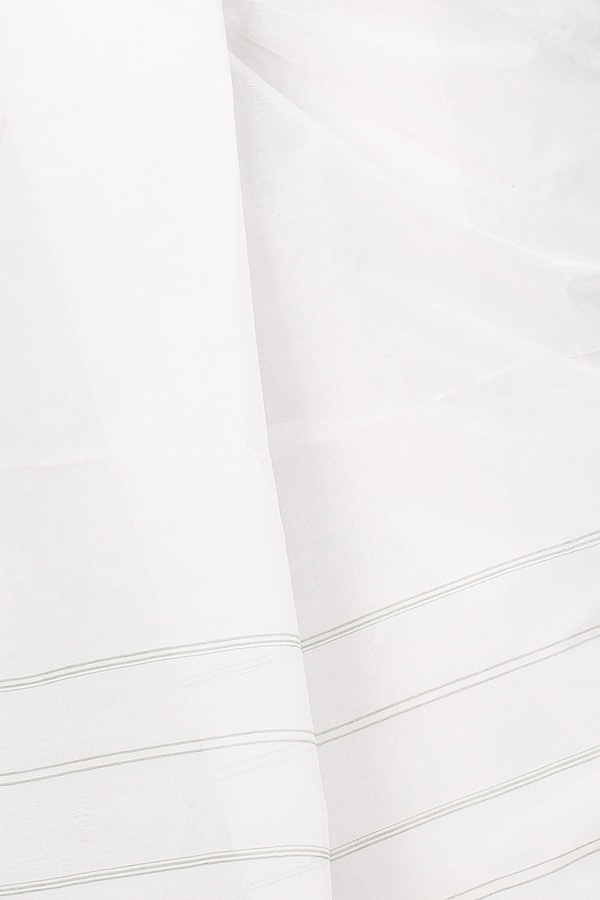 White Green Pure Cotton Subra Tant Saree (1551)