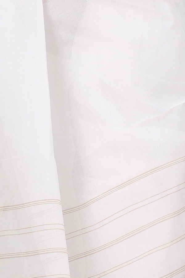 White Brown Pure Cotton Subra Tant Saree (1554)