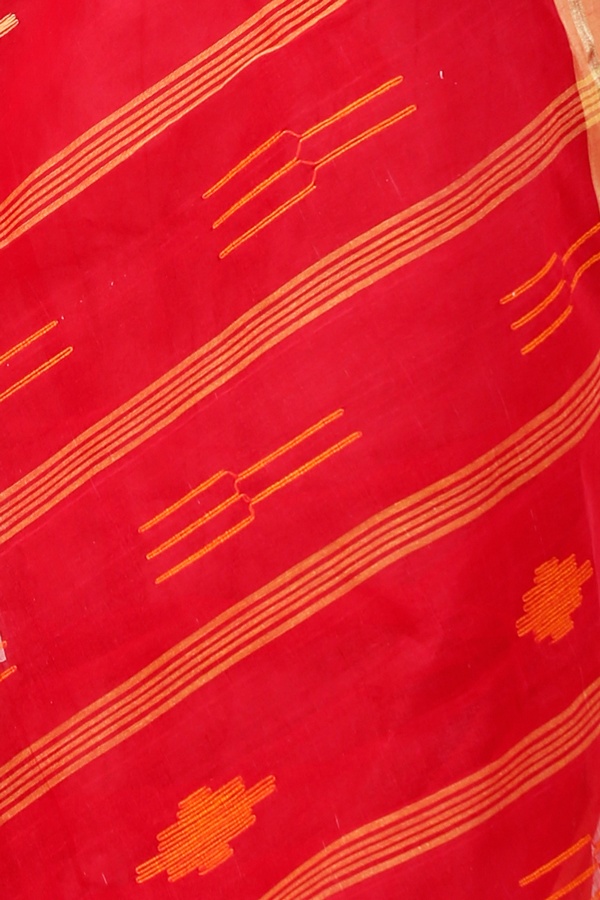Red Pure Cotton Metu Tant Saree (1560)