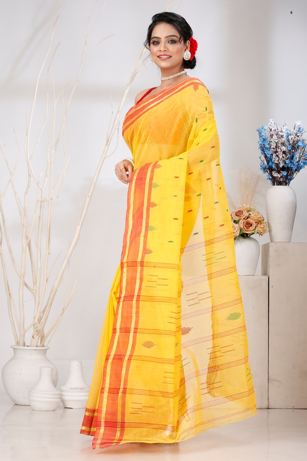 Yellow Pure Cotton Metu Tant Saree (1561)