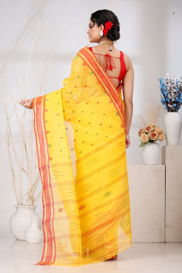 Yellow Pure Cotton Metu Tant Saree (1561)