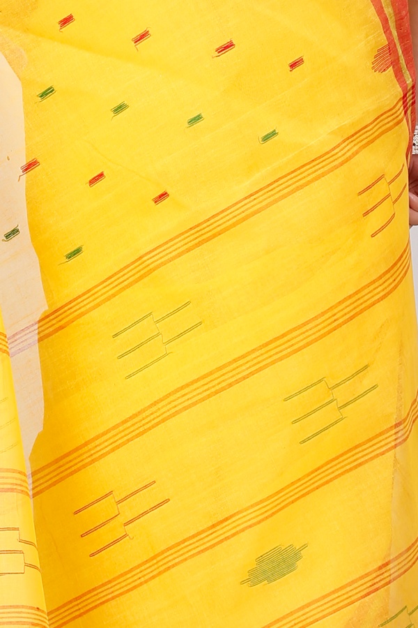 Yellow Pure Cotton Metu Tant Saree (1561)