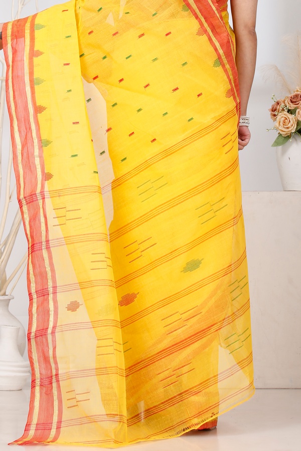 Yellow Pure Cotton Metu Tant Saree (1561)