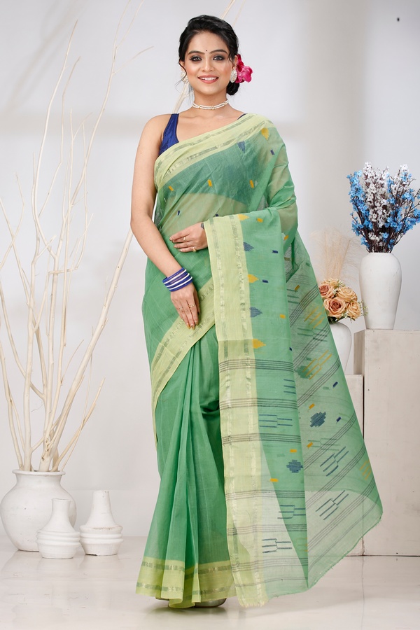 Green Pure Cotton Metu Tant Saree (1562)