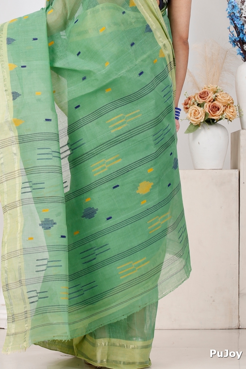 Green Pure Cotton Metu Tant Saree (1562)