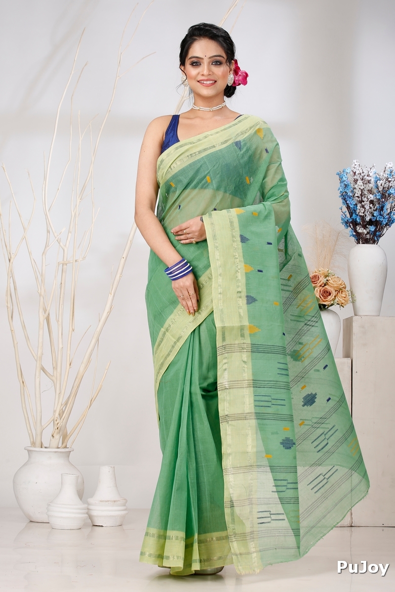 Green Pure Cotton Metu Tant Saree (1562)