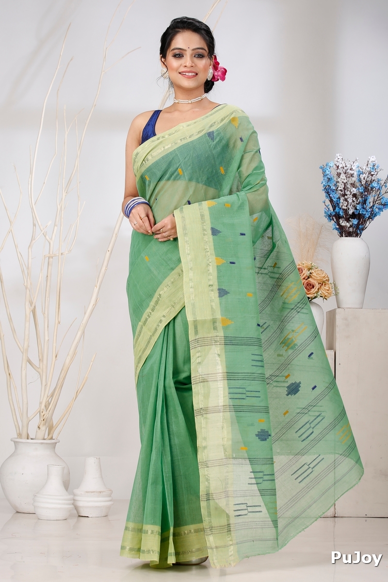 Green Pure Cotton Metu Tant Saree (1562)
