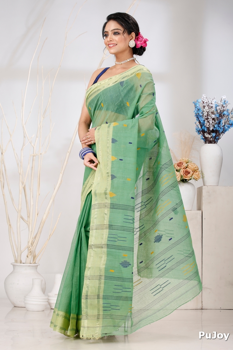 Green Pure Cotton Metu Tant Saree (1562)