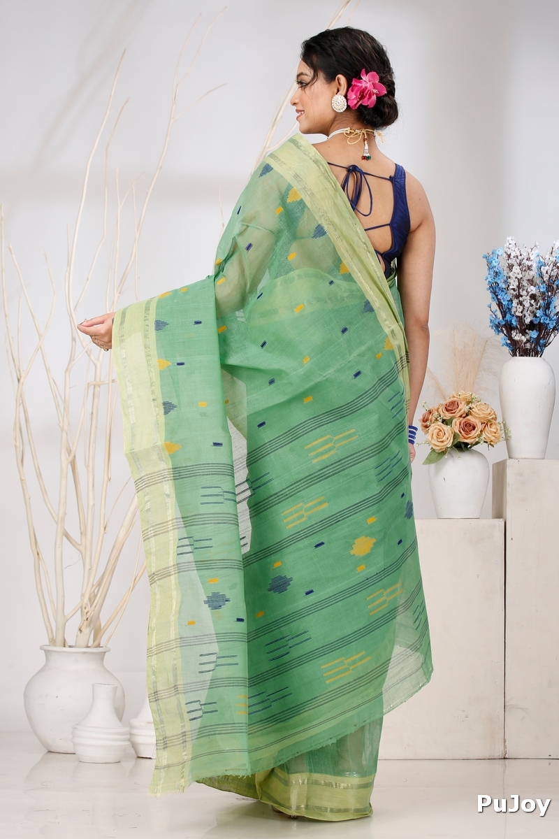 Green Pure Cotton Metu Tant Saree (1562)