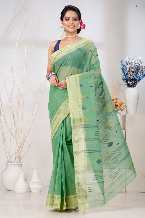 Green Pure Cotton Metu Tant Saree (1562)