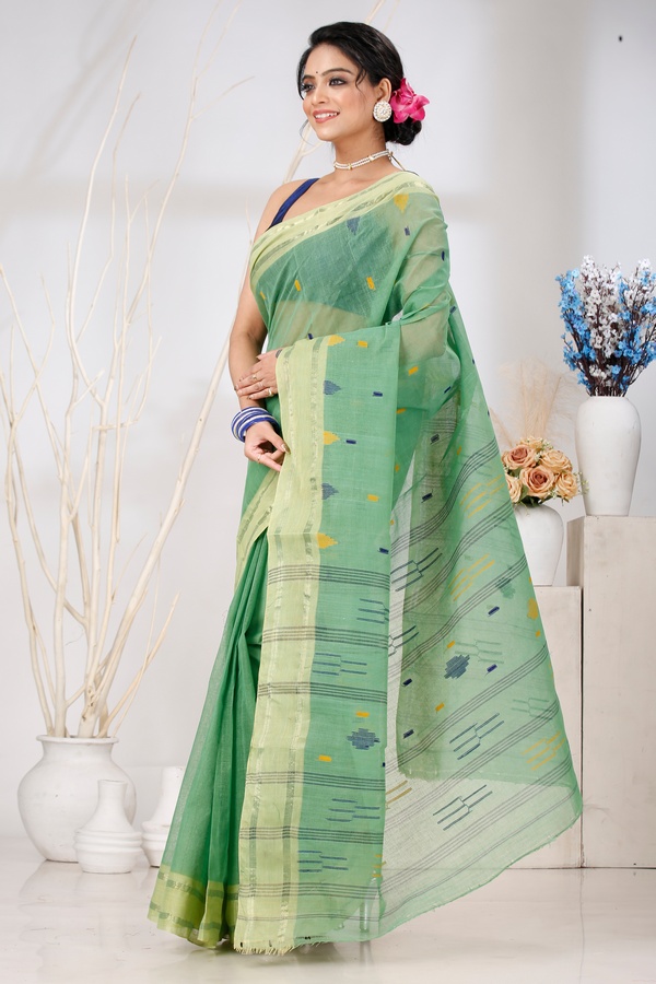 Green Pure Cotton Metu Tant Saree (1562)