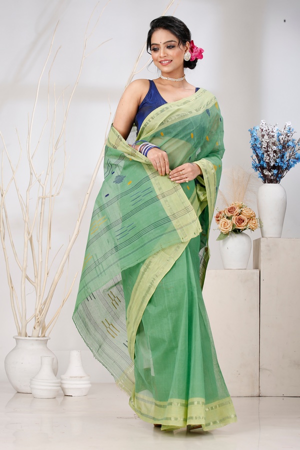 Green Pure Cotton Metu Tant Saree (1562)