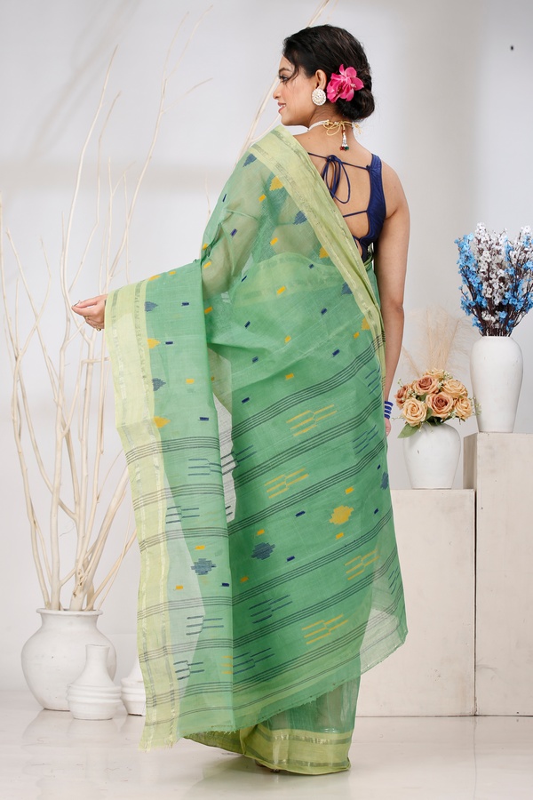 Green Pure Cotton Metu Tant Saree (1562)