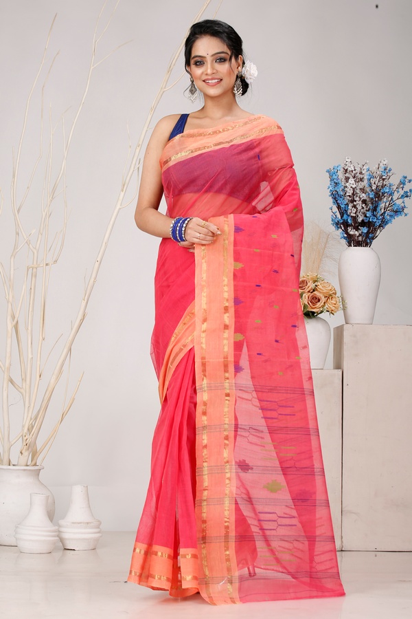Pink Pure Cotton Metu Tant Saree (1563)