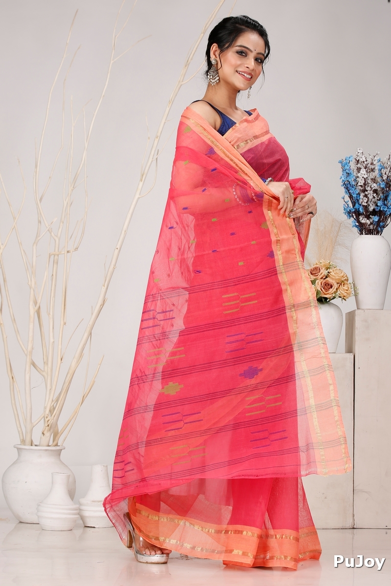 Pink Pure Cotton Metu Tant Saree (1563)