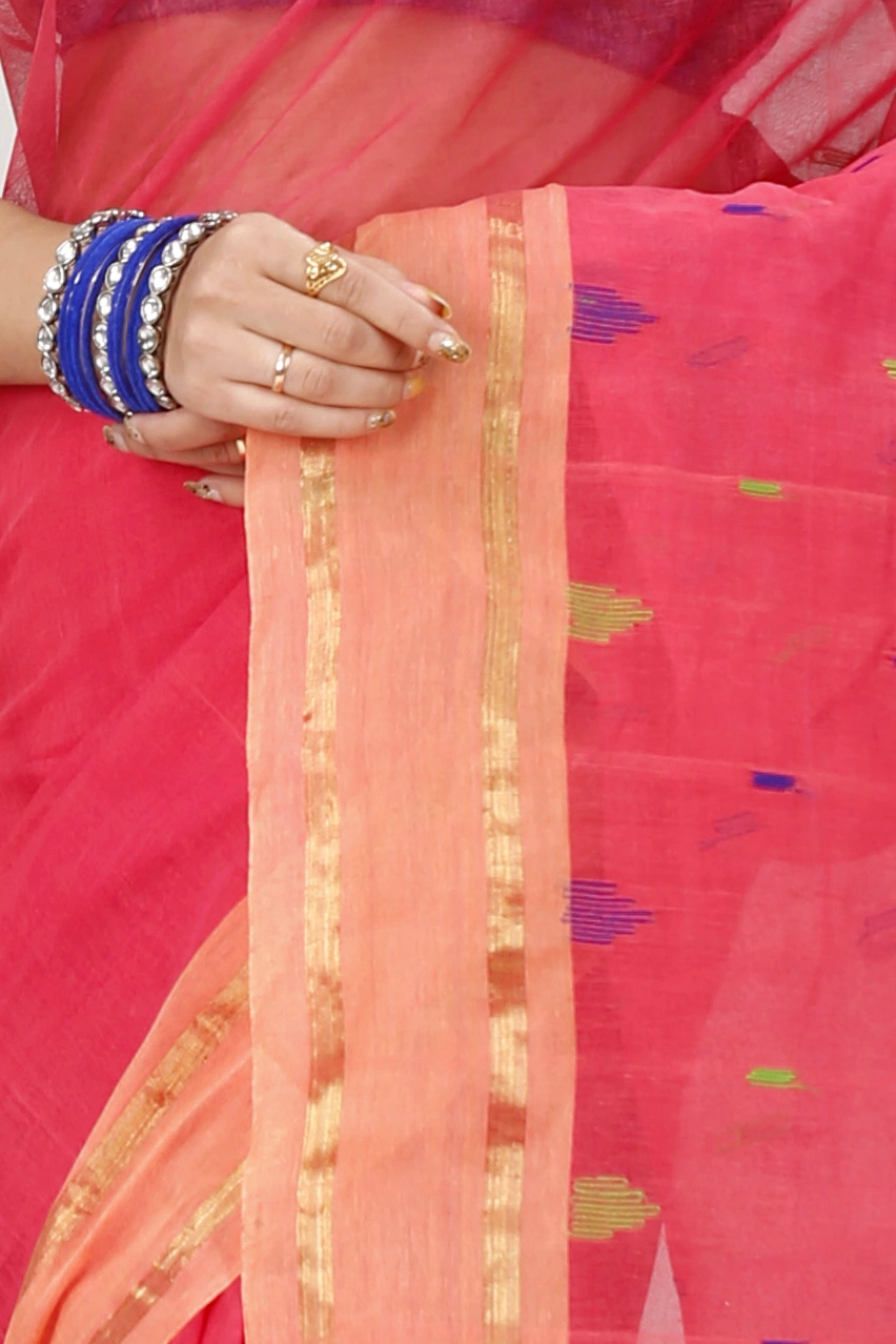 Pink Pure Cotton Metu Tant Saree (1563)